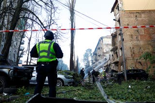 Aftermath of a Russian drone and missile attack in Kyiv